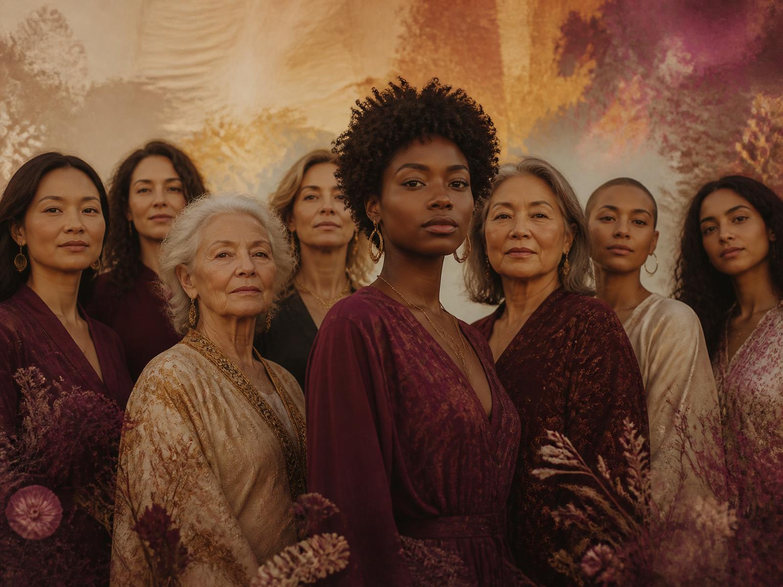 Women of different generations standing together